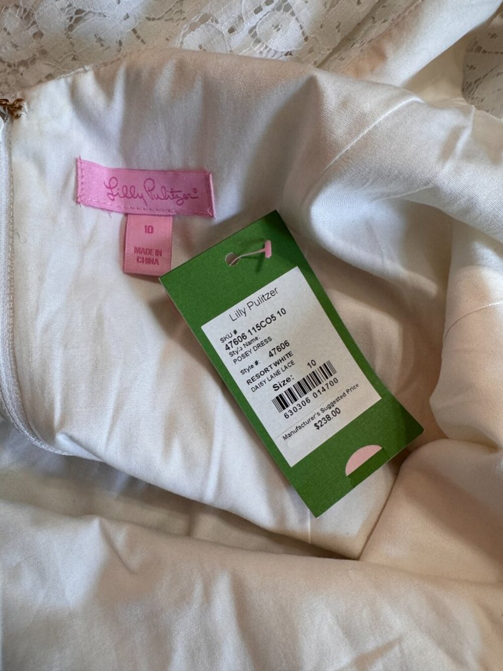 Lilly Pulitzer Posey Dress NWT Size 10 Resort White Daisy Lane Lace, Was $238 - Picture 4 of 8